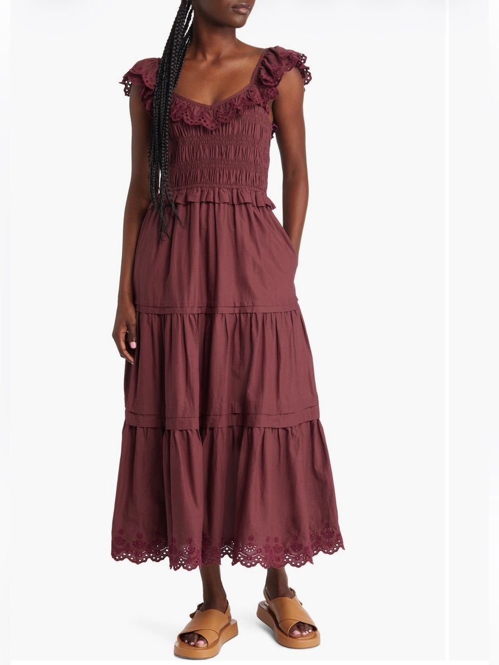 Madewell Lucie Embroidered Cotton Midi Dress Size 6